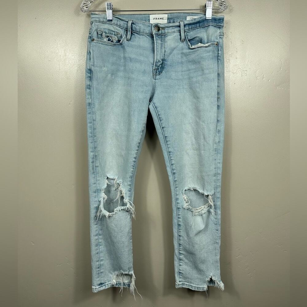 FRAME Denim Le Garçon Crop Jeans Light Blue Wash Size 27 - Picture 1 of 7